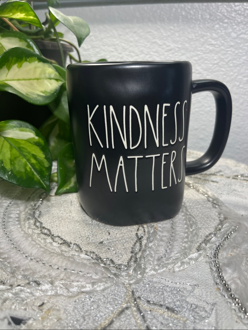 Rae Dunn KINDNESS MATTERS Black Coffee Mug Artisan Collection NWOT